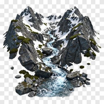 Mountain River Flowing Through Rocky Landscape PNG