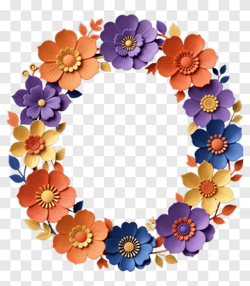 Colorful Floral Wreath PNG