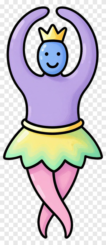 Cartoon Ballerina With Crown PNG