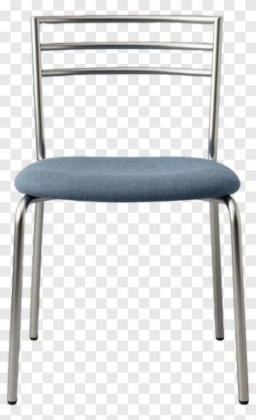 Metal Chair With Blue Cushion PNG