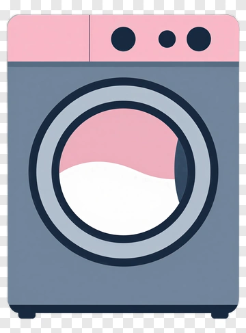 Cartoon Washing Machine With Pink Accents PNG