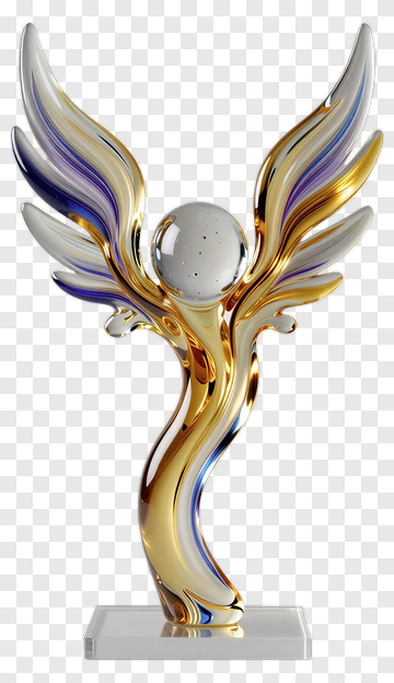 Elegant Trophy With Wings And Sphere PNG