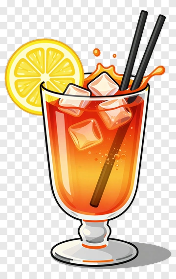 Refreshing Drink With Lemon Slice And Ice Cubes PNG