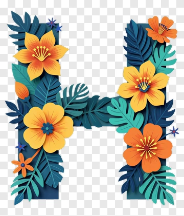 Colorful Floral Letter H PNG