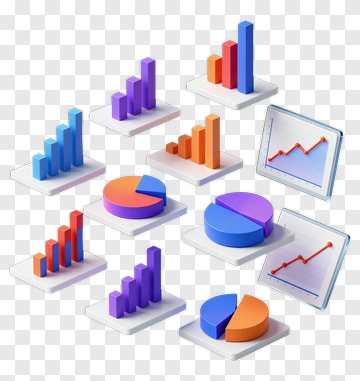 Colorful Bar And Pie Charts With Graphs PNG