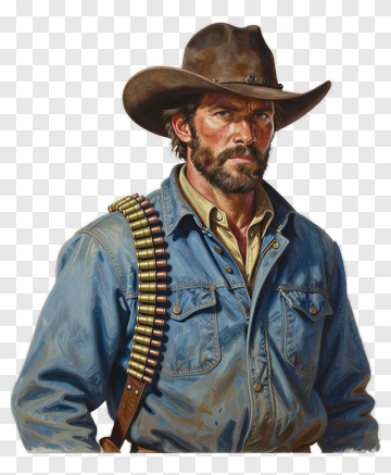 Cowboy With A Hat And Bandolier PNG