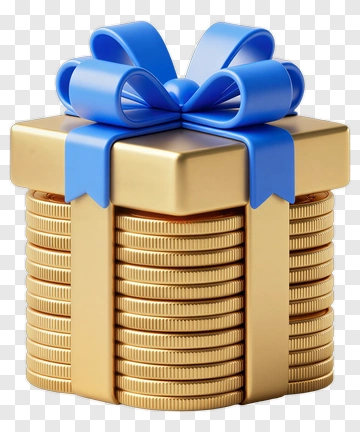 Golden Gift Box With Blue Ribbon PNG