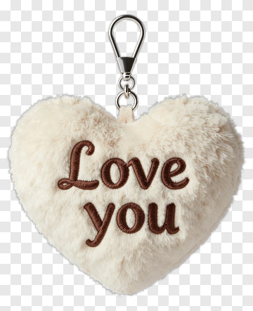 Felt Heart Keychain With Love You Text PNG
