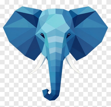 Geometric Blue Elephant Head PNG
