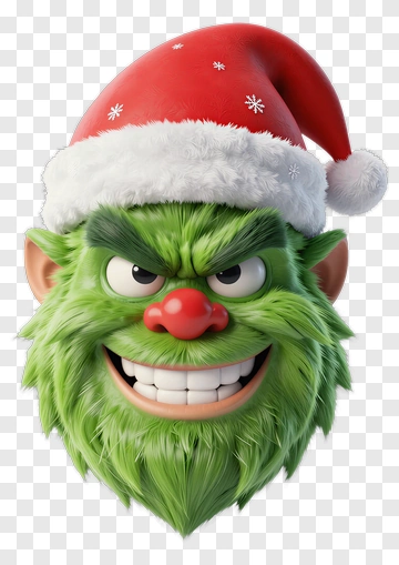 Cartoon Grinch Wearing A Santa Hat PNG