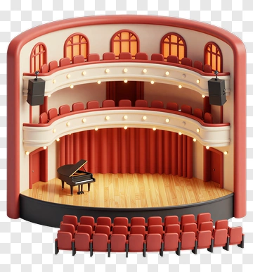 Theater Stage With Grand Piano PNG