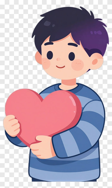 Cartoon Boy Holding A Heart PNG