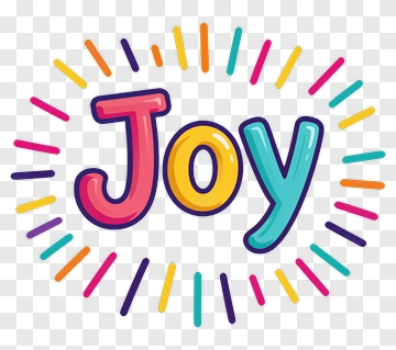 Colorful Joy Text With Radiating Lines PNG