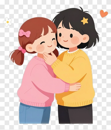 Happy Children Embracing Each Other PNG