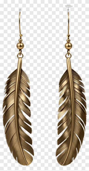 Gold Feather Earrings PNG