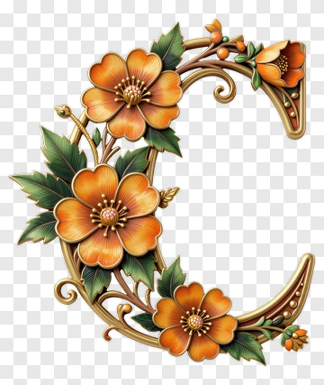 Floral Letter C Decoration PNG