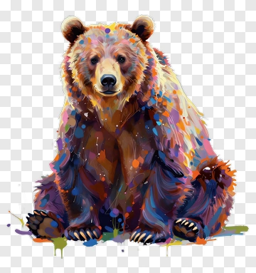 Colorful Bear Sitting PNG