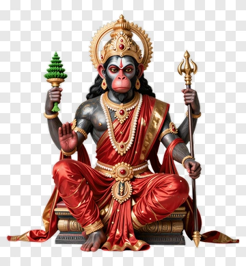 Hindu Deity Hanuman Sitting On A Throne PNG