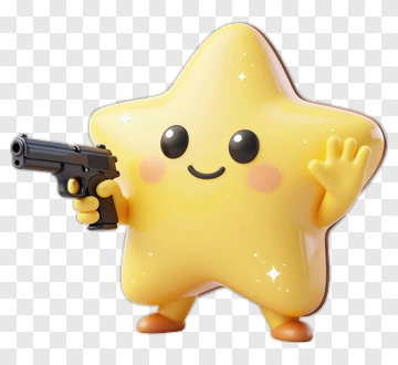 Cartoon Star Holding A Gun PNG