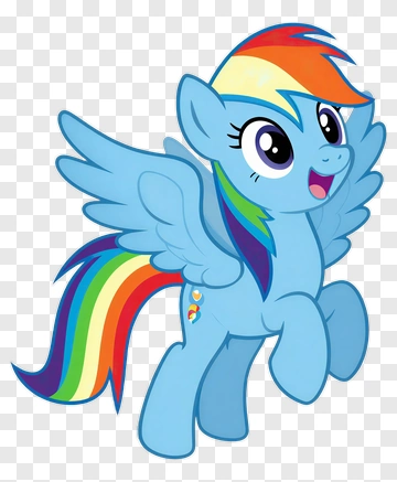 Cartoon Pegasus Pony With Rainbow Mane PNG