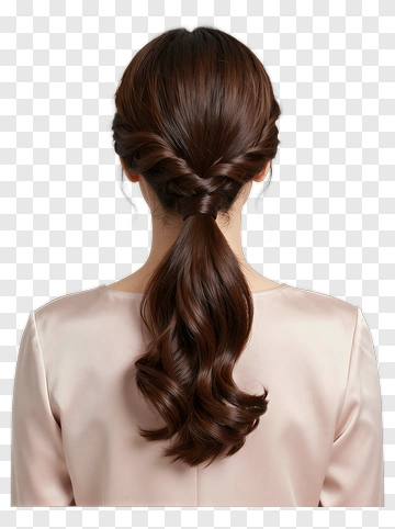 Woman With Long Brown Hair In A Ponytail PNG