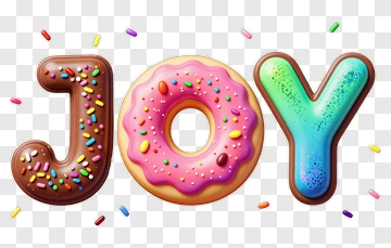 Colorful Joy Lettering With Donut Design PNG