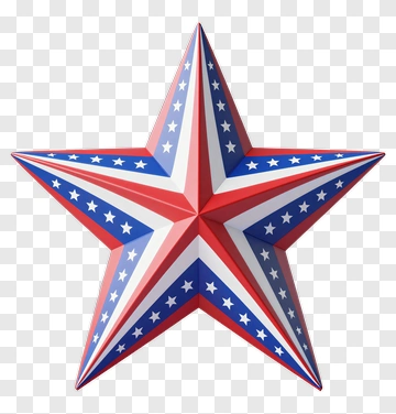 Red, White, And Blue Star Decoration PNG