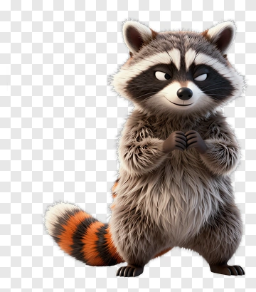 3D Raccoon With A Mischievous Expression PNG