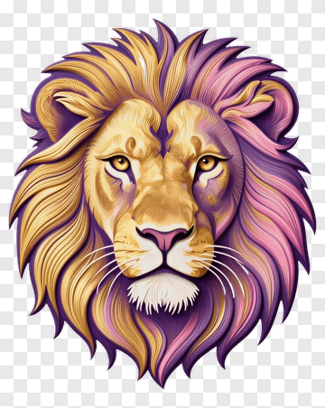 Colorful Lion Head Illustration PNG
