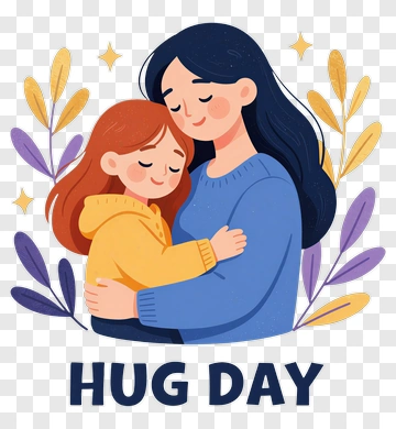 Happy Mother And Child Celebrating Hug Day PNG
