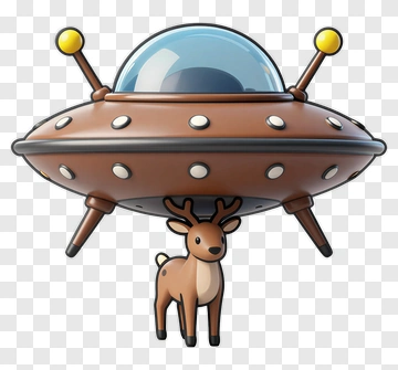 Cartoon Ufo With A Deer PNG