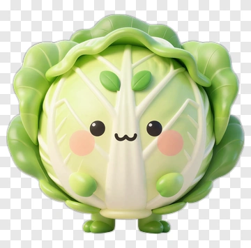 Cute Cartoon Cabbage Character PNG