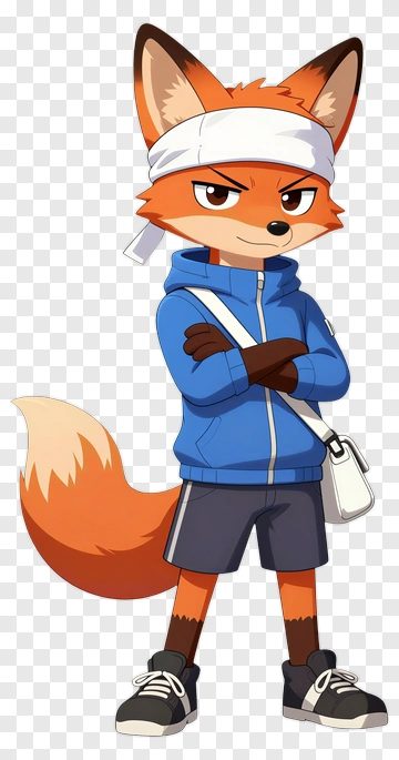 Cartoon Fox Character In Sportswear PNG
