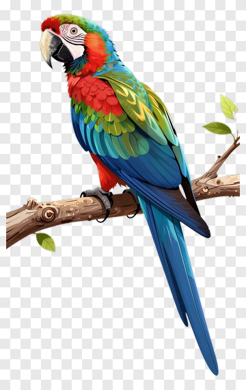 Colorful Parrot Perched On A Branch PNG