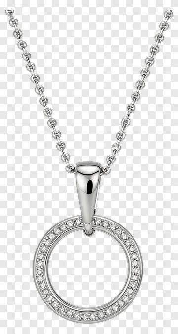 Silver Necklace With Circular Pendant PNG