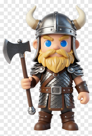 3D Viking Warrior Holding An Axe PNG
