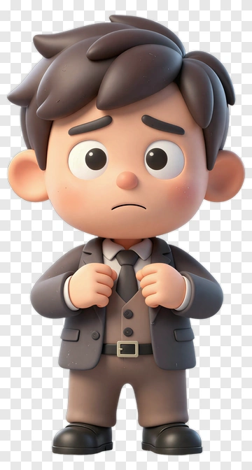 Cartoon Boy In A Suit Looking Concerned PNG