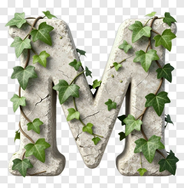 Stone Letter M Covered In Ivy PNG