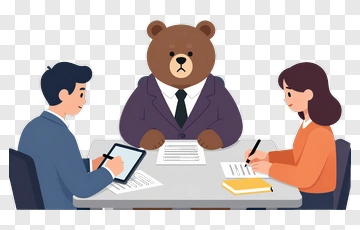 Business Meeting With Bear In Suit PNG