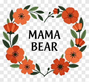 Mama Bear Floral Design PNG
