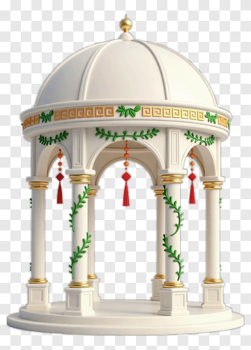 Decorative White Pavilion With Greenery PNG