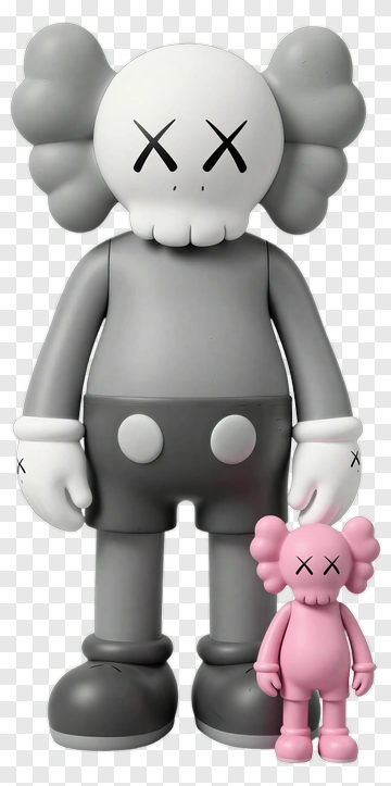 Gray And Pink Cartoon Character Figurines PNG