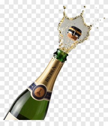 Champagne Bottle With Cork Popping PNG