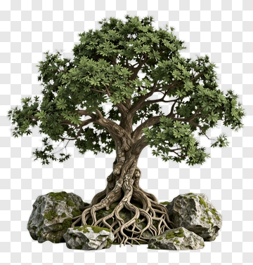 Detailed Tree With Rocks PNG