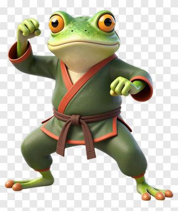 3D Frog In Martial Arts Pose PNG