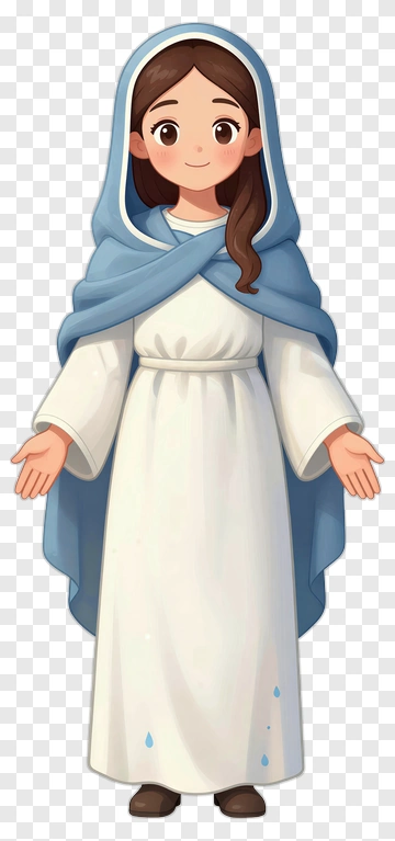 Cartoon Woman In Blue Cloak PNG