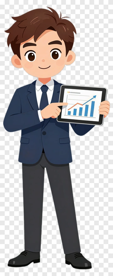 Businessman Holding A Tablet With Growth Chart PNG