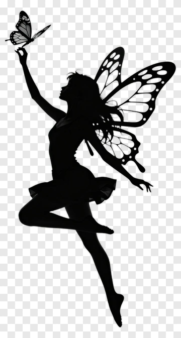 Silhouette Of A Fairy Holding A Butterfly PNG
