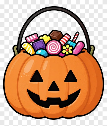 Halloween Candy Bucket Filled With Candy PNG