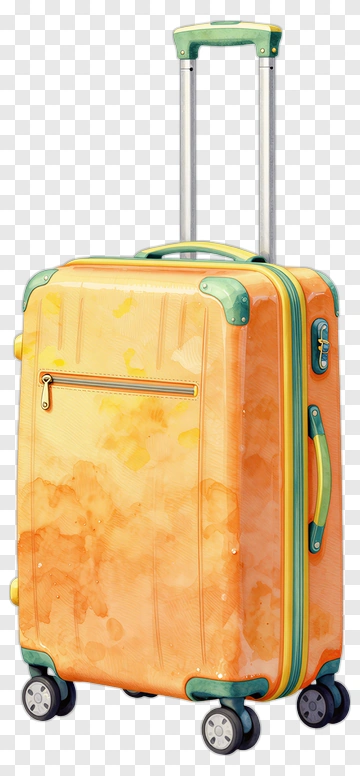 Colorful Suitcase With Wheels PNG